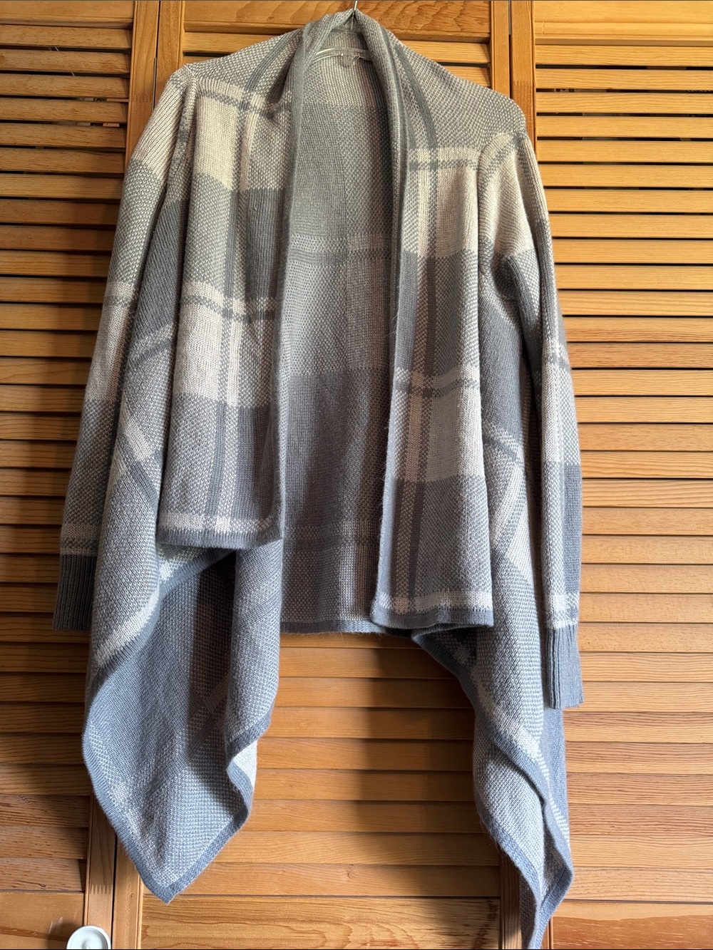 Merona Light Gray Open-Front plaid Knit Cardigan